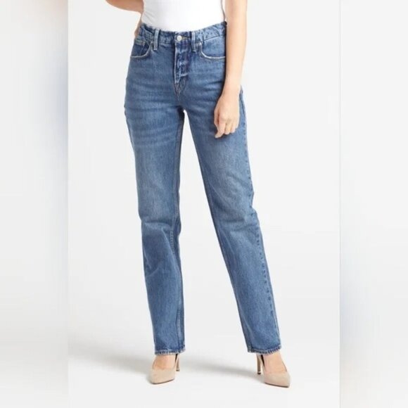 Good American 90s Icon Straight Leg Jeans Blue GNIC999T Size 6/28